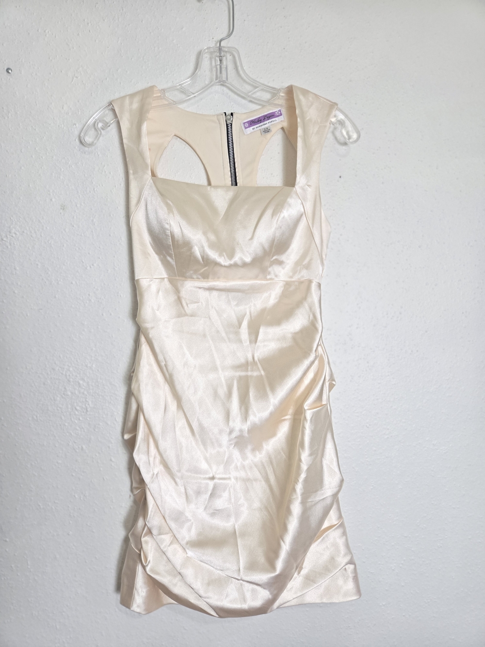 Hailey Logan Satin Mini Dress in Champagne Blush